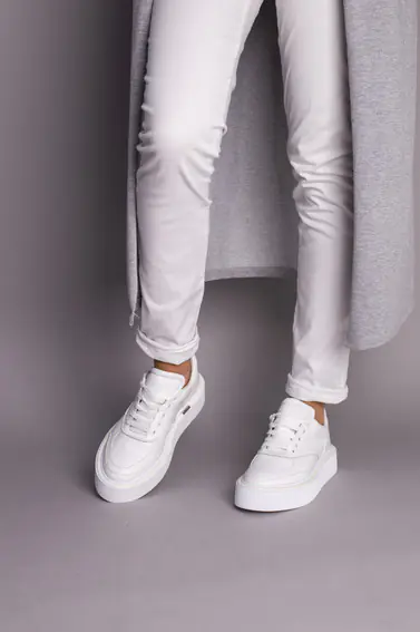 Кеды женские кожаные белые на белой подошве фото 5 — интернет-магазин Tapok