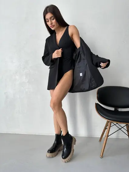 Ботинки женские кожа наплак черного цвета на бежевой подошве фото 9 — интернет-магазин Tapok