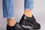 Туфлі жіночі шкіра флотар чорні на шнурівці Фото 2