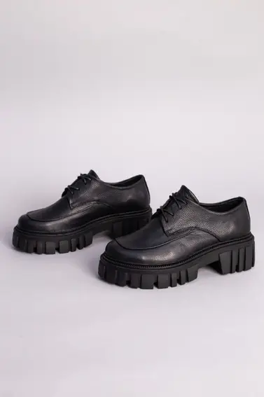 Туфли женские кожа флотар черные на шнуровке фото 8 — интернет-магазин Tapok