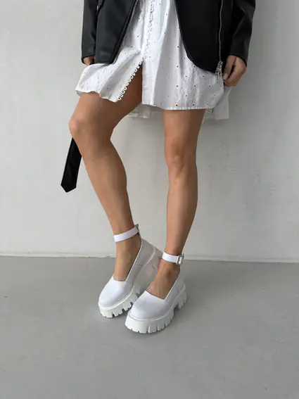 Туфли женские кожаные белые на массивной подошве фото 12 — интернет-магазин Tapok