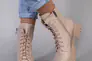 Ботинки женские кожаные бежевого цвета на байке Фото 3
