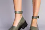 Туфлі жіночі шкіряні кольору хакі на масивній підошві Фото 3