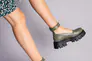 Туфлі жіночі шкіряні кольору хакі на масивній підошві Фото 5