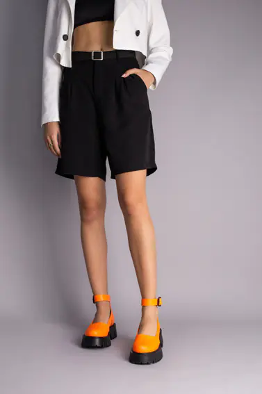 Туфлі жіночі шкіряні помаранчеві на масивній підошві фото 2 — інтернет-магазин Tapok