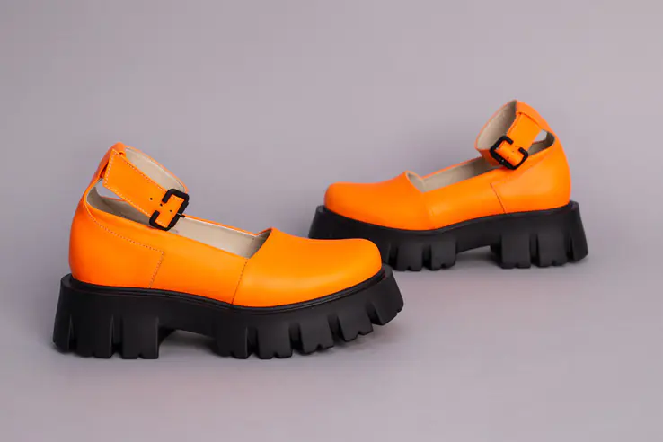 Туфли женские кожаные оранжевые на массивной подошве фото 8 — интернет-магазин Tapok