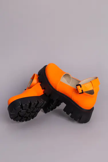 Туфлі жіночі шкіряні помаранчеві на масивній підошві фото 10 — інтернет-магазин Tapok
