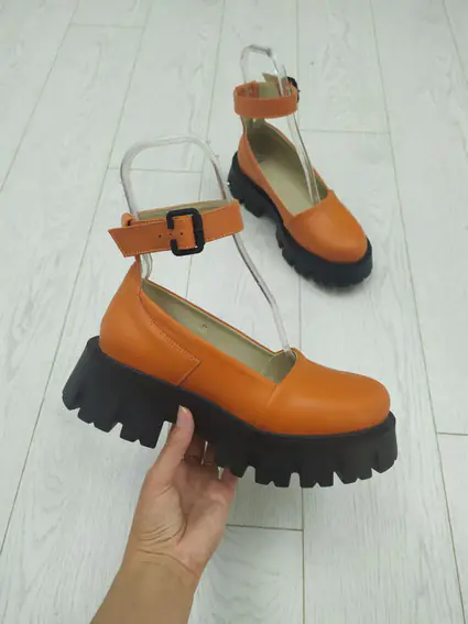 Туфлі жіночі шкіряні помаранчеві на масивній підошві фото 12 — інтернет-магазин Tapok