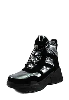 Ботинки зимние женские Lonza 1627-S707 черно-серебряные