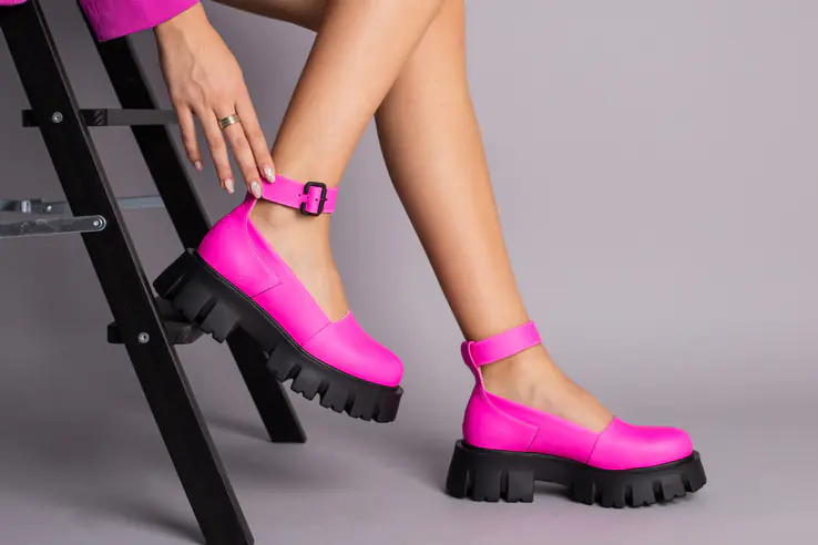 Туфли женские кожаные розовые на массивной подошве фото 7 — интернет-магазин Tapok