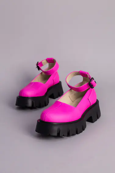 Туфли женские кожаные розовые на массивной подошве фото 11 — интернет-магазин Tapok