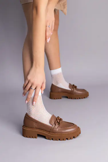 Туфлі жіночі шкіряні рудого кольору фото 3 — інтернет-магазин Tapok