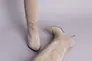 Сапоги-трубы женские замшевые бежевые на небольшом каблуке Фото 8