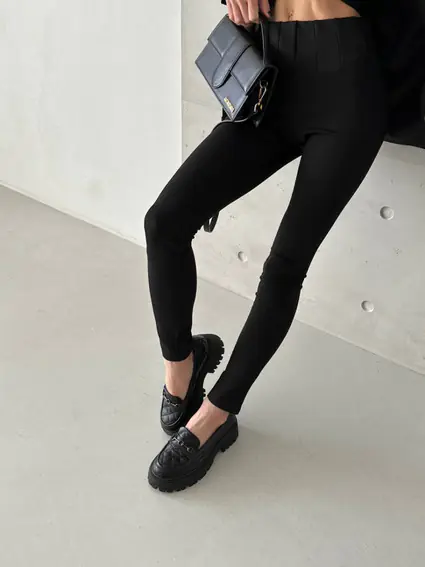 Лоферы женские кожаные стеганые черные фото 2 — интернет-магазин Tapok