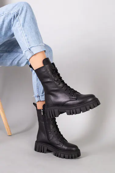 Ботинки женские кожаные черные демисезонные фото 5 — интернет-магазин Tapok
