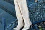 Сапоги-трубы женские кожаные песочные на небольшом каблуке Фото 19