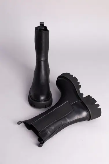Ботинки челси женские кожаные черные демисезонные фото 9 — интернет-магазин Tapok