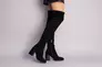 Сапоги-чулки женские замшевые черные на каблуке Фото 10