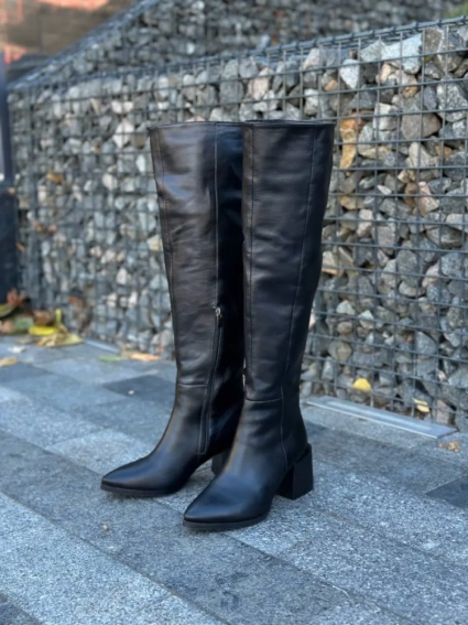 Ботфорты женские кожаные черные демисезонные фото 21 — интернет-магазин Tapok