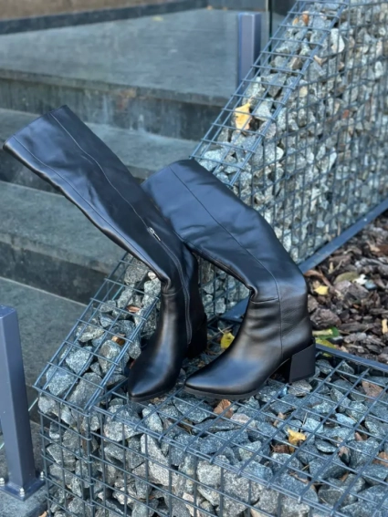 Ботфорты женские кожаные черные демисезонные фото 22 — интернет-магазин Tapok