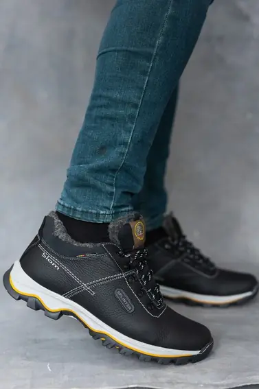 Мужские ботинки кожаные зимние черные Splinter Б 1214 на меху фото 1 — интернет-магазин Tapok