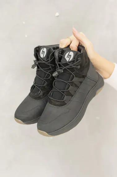 Подростковые ботинки кожаные зимние черные Monster Ш на меху фото 4 — интернет-магазин Tapok