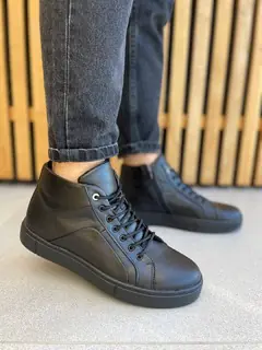 Ботинки мужские кожаные черные зимние