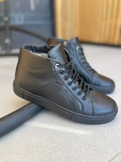 Ботинки мужские кожаные черные зимние фото 12 — интернет-магазин Tapok