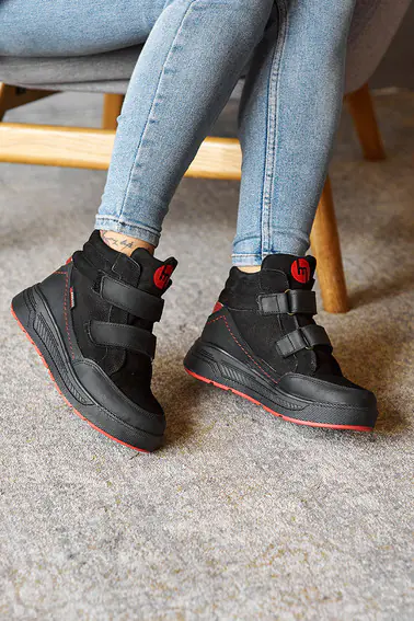 Подростковые ботинки кожаные зимние черные Monster ТЕР фото 2 — интернет-магазин Tapok