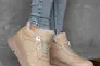 Женские кроссовки кожаные зимние бежевые Yuves 91175 На меху Фото 1