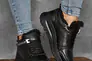 Жіночі кросівки шкіряні зимові чорні Yuves 91175 На хутрі Фото 6