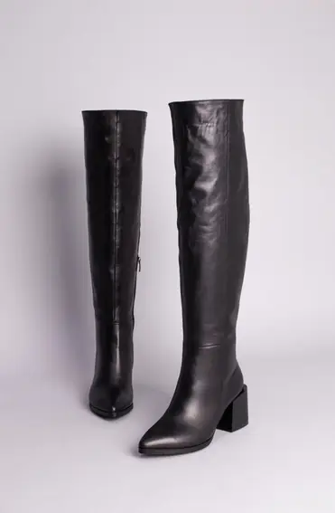 Ботфорты женские кожаные черные зимние фото 6 — интернет-магазин Tapok
