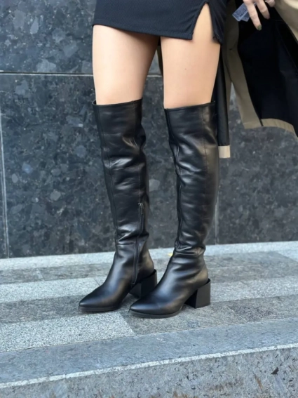 Ботфорты женские кожаные черные зимние фото 12 — интернет-магазин Tapok