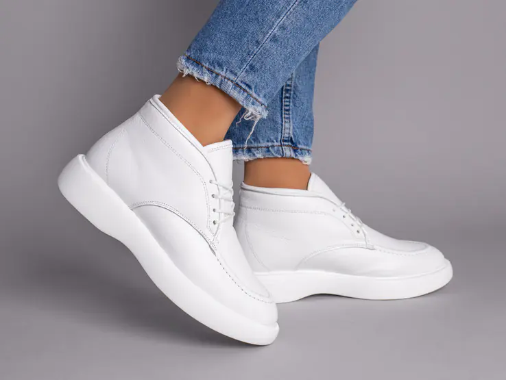 Ботинки женские кожаные белые зимние фото 1 — интернет-магазин Tapok