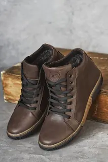 Чоловічі черевики шкіряні зимові коричневі Emirro x500 на хутрі