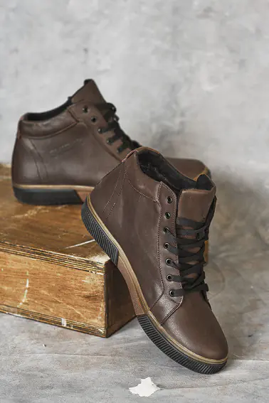 Мужские ботинки кожаные зимние коричневые Emirro x500  на меху фото 9 — интернет-магазин Tapok
