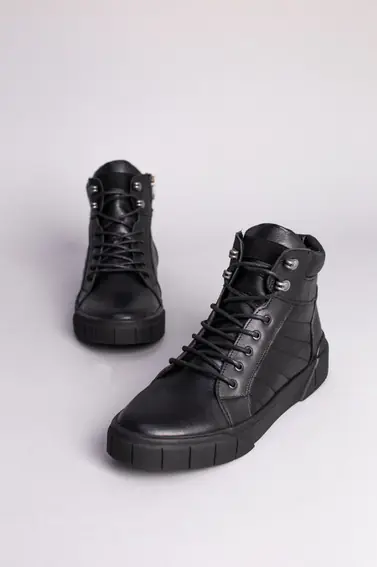 Ботинки мужские кожаные черного цвета зимние фото 7 — интернет-магазин Tapok