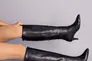 Чоботи-труби жіночі шкіряні чорні на невеликому каблуці зимові Фото 5