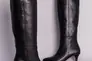 Чоботи-труби жіночі шкіряні чорні на невеликому каблуці зимові Фото 6