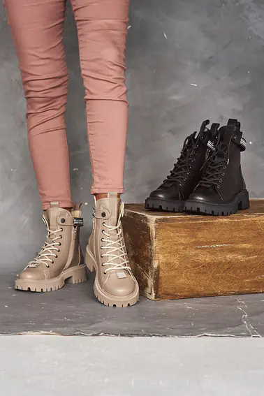 Жіночі черевики шкіряні зимові бежеві Vikont 45-37-19 на хутрі фото 4 — інтернет-магазин Tapok