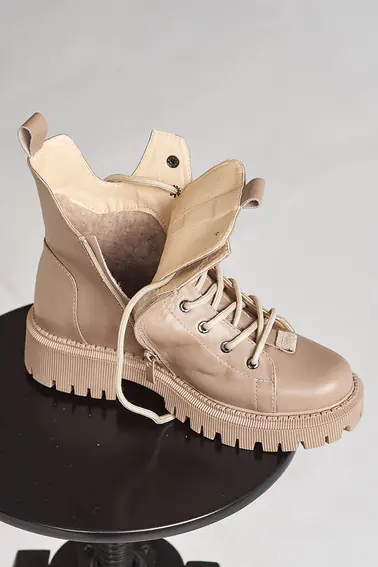 Жіночі черевики шкіряні зимові бежеві Vikont 45-37-19 на хутрі фото 7 — інтернет-магазин Tapok