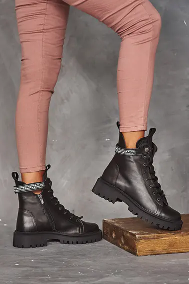 Женские ботинки кожаные зимние черные Vikont 45-06-19 на меху фото 2 — интернет-магазин Tapok