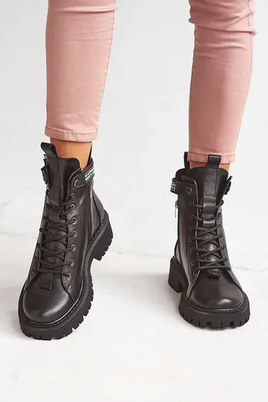 Женские ботинки кожаные зимние черные Vikont 45-06-19 на меху фото 8 — интернет-магазин Tapok