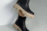 Ботинки женские кожаные черные с резинкой на бежевой подошве Фото 15