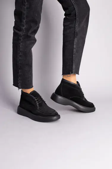 Ботинки женские замшевые черные зимние фото 3 — интернет-магазин Tapok