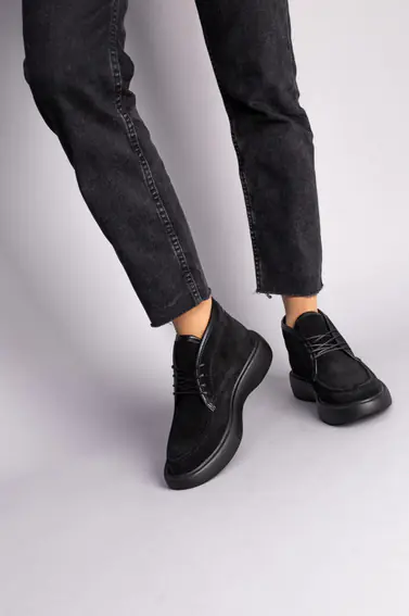 Ботинки женские замшевые черные зимние фото 5 — интернет-магазин Tapok