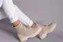 Ботинки женские замшевые бежевые на шнурках на меху Фото 6