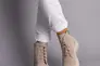 Ботинки женские замшевые бежевые на шнурках и с замком на меху Фото 6