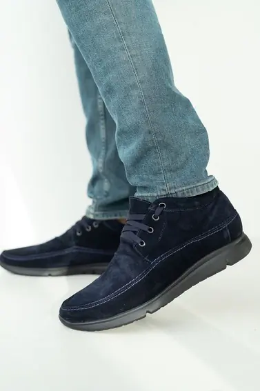 Мужские ботинки замшевые зимние синие Vankristi 927 на меху фото 3 — интернет-магазин Tapok