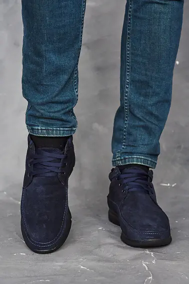 Мужские ботинки замшевые зимние синие Vankristi 927 на меху фото 5 — интернет-магазин Tapok